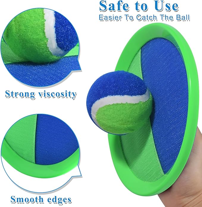 Toss and Catch Ball Set, Paddle Catch Ball and Toss Game for Kids, Great Beach Games/Backyard Games/Outdoor Games for Kids and Family