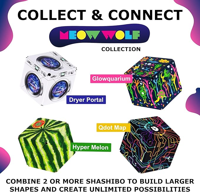 Shashibo Shape Shifting Box - STEM Fidget Toy with Ultra Strong Magnets - Sensory Puzzle Cube Transforms Into 100+ Shapes, Easter Basket Stuffers Gift for Kids, Teens, and Adults (QDOT Map)
