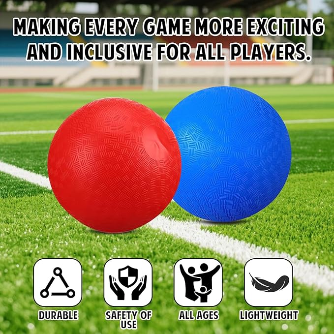 Huaerle 18 Pcs Sports Kickball Set Includes 2 Playground Ball with Air Pump 4 Rubber Throw Down Bases 10 Foul Line Cones and a Flip Scoreboard for Boys Girls Adults Playground School Backyard