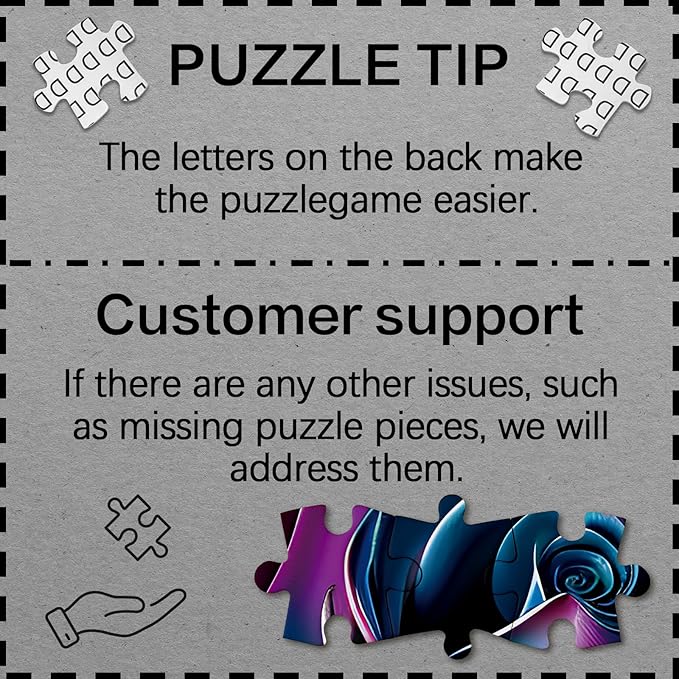 Purple Rose Art Puzzles for Adults 1000 Pieces, Beautiful Flower Plant Jigsaw Puzzles, Impossible Challenging Gradient Aesthetic Floral Puzzle