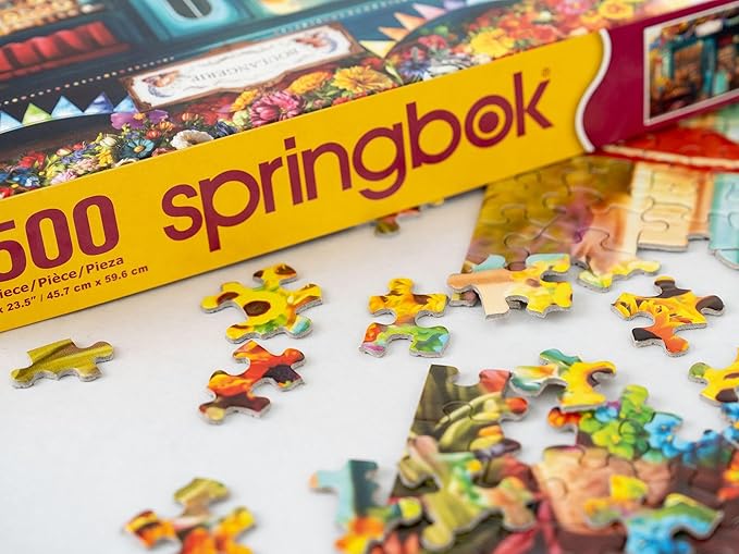 Springbok's Boulangerie Pastry Shop 500 Piece Jigsaw Puzzle for Adults Will Have Your Wishing for Pasteries in This Colorful Scene of Baked Goods and Flowers.