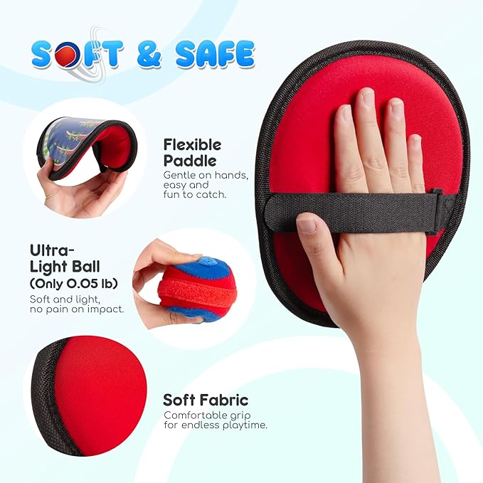 PlayZap Toss and Catch Ball Set Ultra Soft Fabric - Easter Basket Stuffers for Toddlers Kids Boys Girls 2-4 5-7 8-13+ Yrs - Baseball Glove Toy Indoor Outdoor Yard Game & Beach/Pool Toy Set 4 Pack