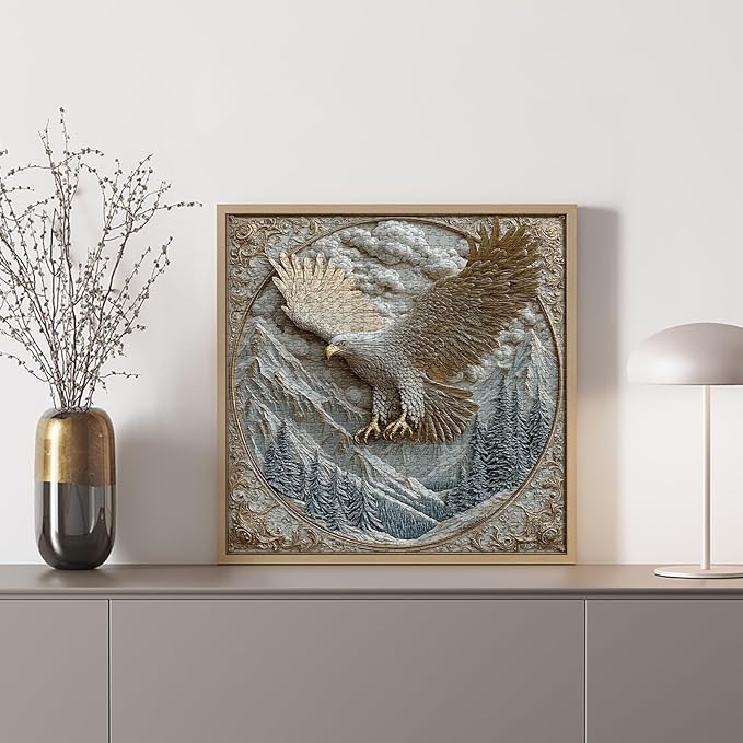 Carved Eagle Jigsaw Puzzle 1000 Pieces, Nature Bird Bald Eagle Puzzle Unique Art, Mountain Puzzle for Adults Animal White Forest