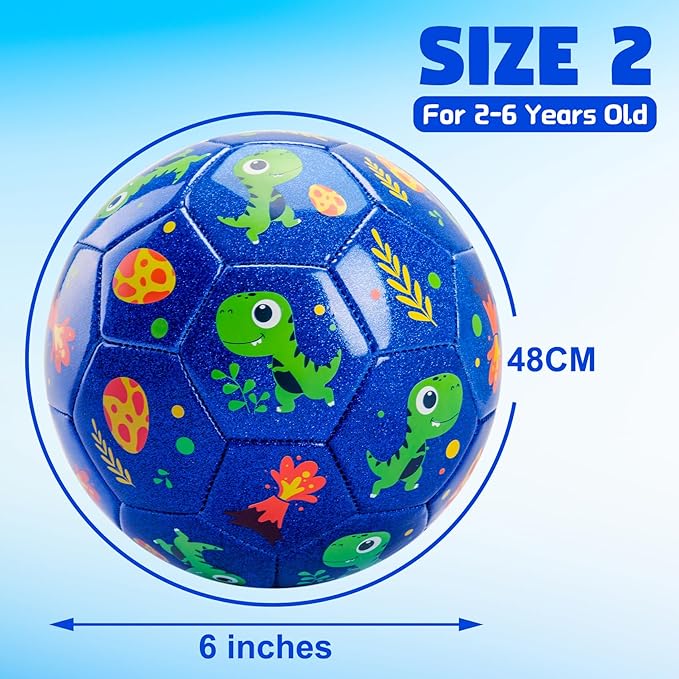 U&C Planet Soccer Ball Size 2 Size 3 Size 4 for Toddler Kids with Pump Deflated, Cartoon Unicorn Dinosaur Soccer Ball Toy for Girls Boys 1-3 2-8 6-12
