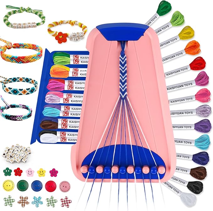 Friendship Bracelet Making Kit for Girls Ages 8-12, Kids Jewelry Making Kit with 28 Pre-Cut Threads and Letter Beads, Arts and Crafts for Kids, Birthday Easter Gifts for 6 7 8 9 10 11 12 Year Old