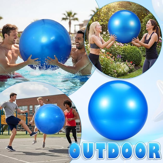 Lewtemi 16 Inch Jumbo Inflatable Playground Ball Marbleized Giant Large Rubber Kickball Four Square Bouncy Balls Giant Beach Dodgeball for Swimming Pool Sports Activities