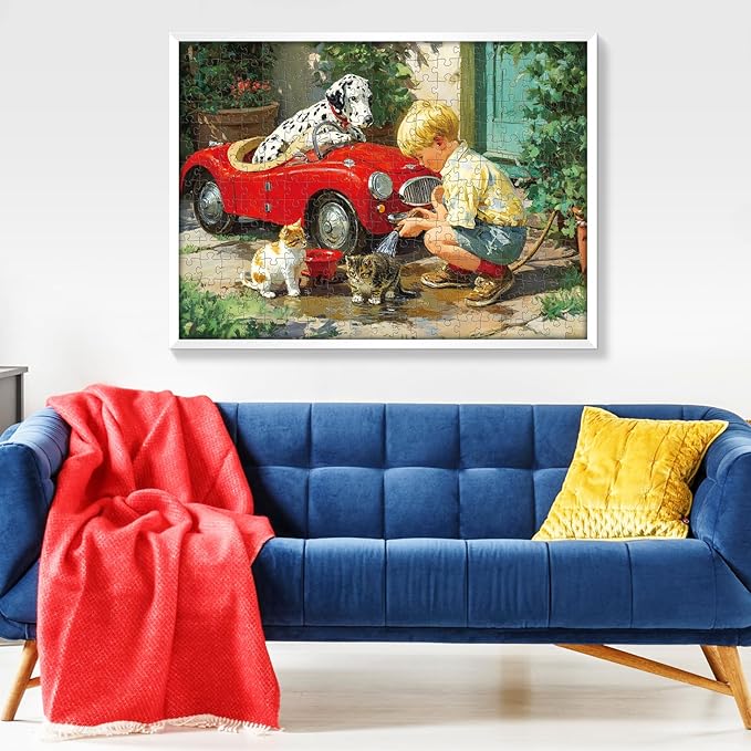 300 Piece Puzzle for Adults, Cute Dogs Jigsaw Puzzle 300 Pieces, Funny Cat Jigsaw Puzzles for Adults Seniors, with Letters on Back, Fun Challenging Family Games Holiday Party Gifts, 20.5×15 in