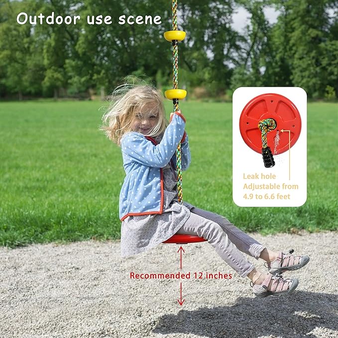 Tree Swing for Kids Backyard Single Disc Rope Climbing Swing Seat for Tree Indoor Outdoor Playground Set Accessories with Thickening 4 Ft Strap -Blue