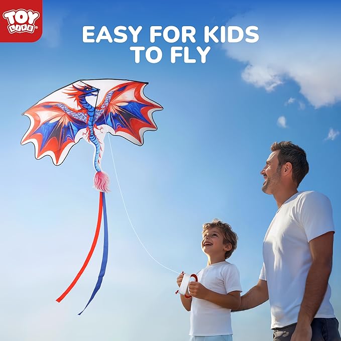 TOY Life 48.4'' Large Kites Easy to Fly for Kids Adults with 328.1 FT String, Beach Kite Outdoor Game Outside Toys Activity Summer Toys for Kids