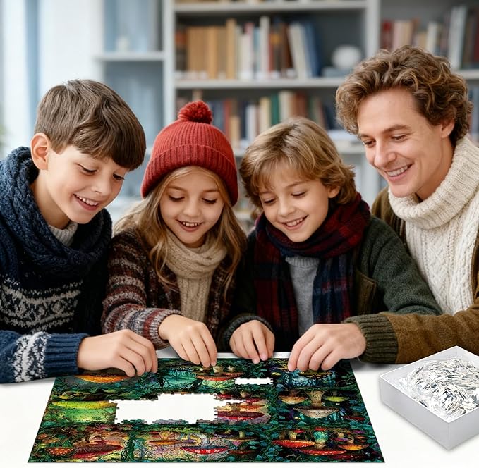 1024 Pieces Puzzles for Adults Jigsaw Puzzle with Letters on Back Mushroom Family Decoration Impossible Puzzle for Valentine Friends Parents（23.86 x 23.86 inches）