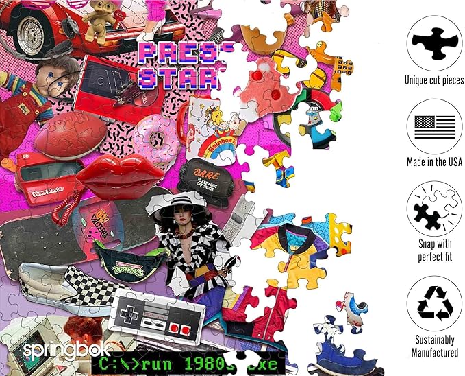Springbok Totally 80's 1000 Piece Puzzle for Adults- If You Loved The 80's This Collage Will Bring Back Memories