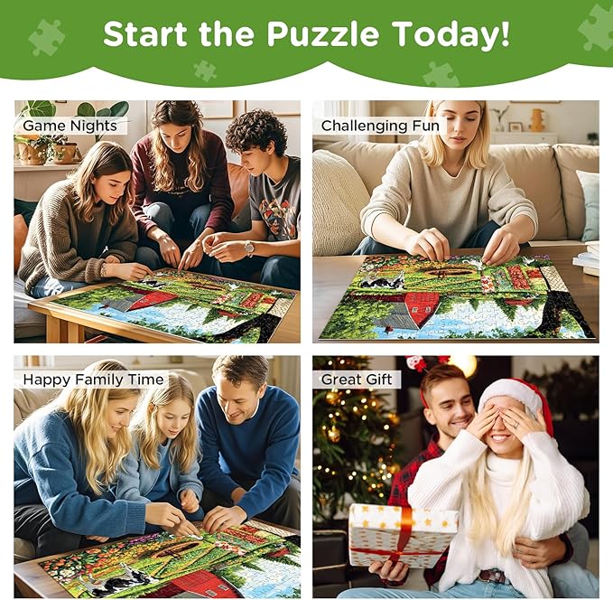 300 Piece Puzzles for Adults,Farm Puzzle 300 Pieces,Summer Cow Jigsaw Puzzles 300 Piece for Adults Children Seniors,Challenging Puzzles Family Activity Game Nights Gift Toy