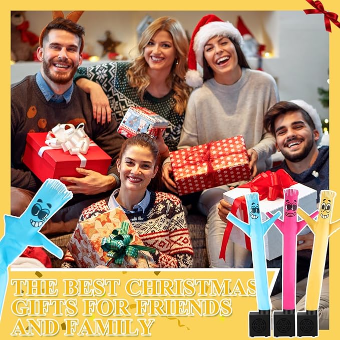 Poen 3 Pcs Mini Inflatable Tube Man White Elephant Gift Funny Gag Birthday Wacky Waving Inflatable Guy with Blower Desktop Mini Dancer Gift for Women Party Decoration(Humour)
