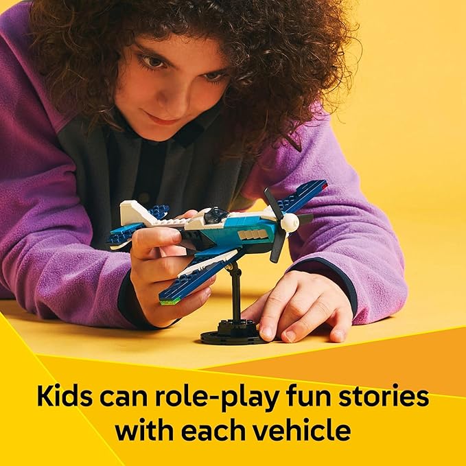 LEGO Creator 3 in 1 Aircraft Race Plane Toy - Building Toy with 3 Building Options, Airplane, Fighter Jet, or Helicopter - Gift Idea for Kids, Boys and Girls, Ages 7+ - 31160