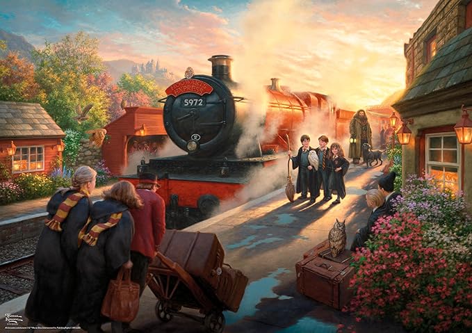 Ceaco - 500 Piece Silver Select Thomas Kinkade Hogwarts Express Jigsaw Puzzle Challenging and Colorful Puzzle for Adults – Precision-Cut Pieces, Beautiful Artwork, and Hours of Relaxing Fun