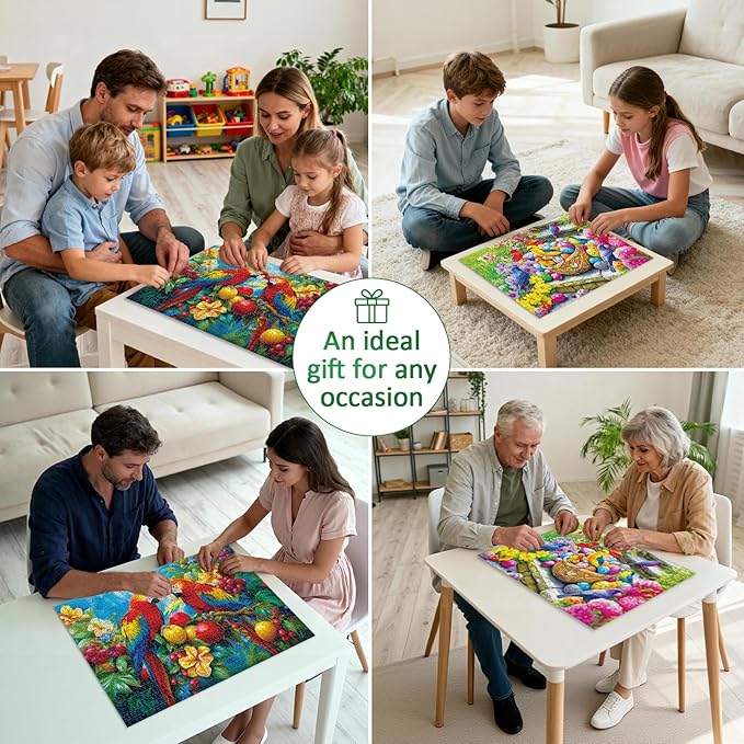 Unique Shaped Jigsaw Puzzles for Adults 1000 Pieces, 2 Pack Adult Puzzles,Egg Birds and Fruit Birds Theme,Difficult Puzzles for Adults,Cooperative Family Games for Family Game Night