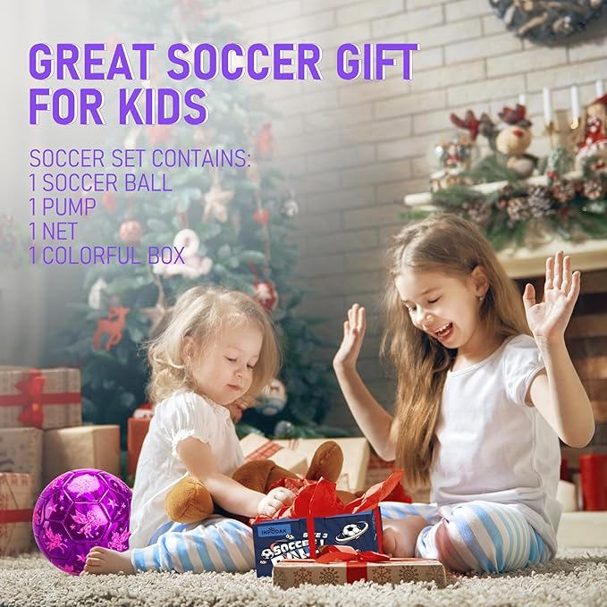 INPODAK Soccer Ball for Toddler Kids 1-3 2-8, Size 2 Size 3 Soccer Ball, Cartoon Dinosaur Unicorn Balls with Pump, Mesh Bag and Gift Box Great Gift for Birthdays