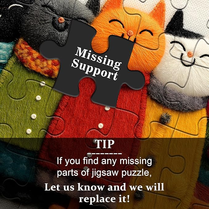 Cat Puzzle for Adults,Cozy Cat Art Jigsaw Puzzle 1000 Pieces, Cute Colorful Kitten Puzzles Embroidery Style, Funny Whimsical Cat Puzzle Kitty Challenge