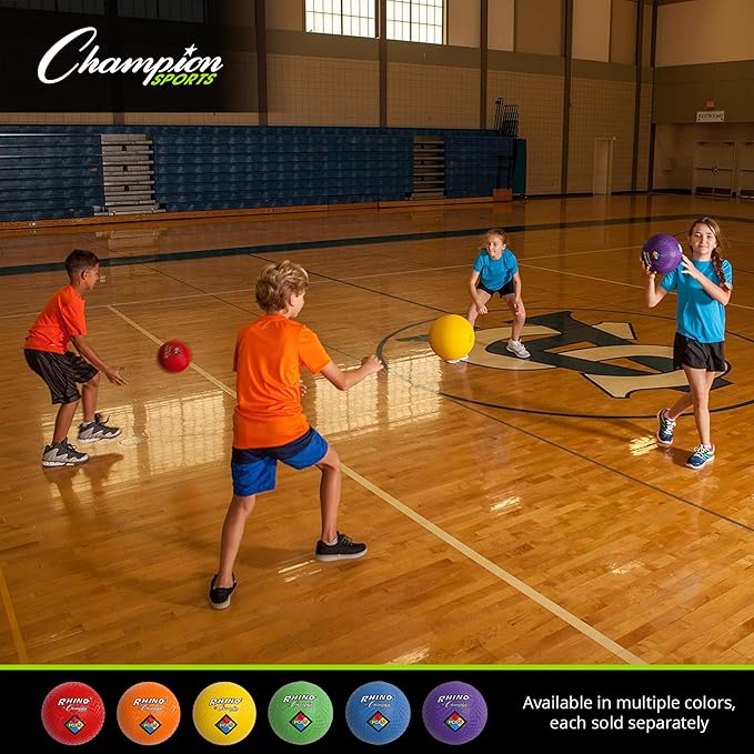Champion Sports Rhino Playground Balls 8.5"D - Two Ply, Nylon Wound, BLUE