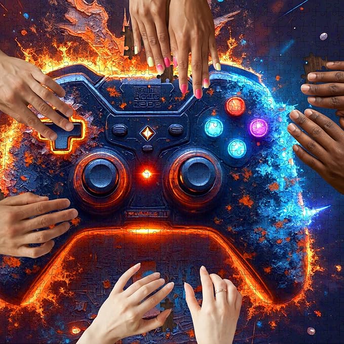 1000pcs Jigsaw Puzzle for Adults - Ice and Fire Gamepad Design, Large Puzzle Toy Adult Game Gift - Family Interactive DIY Game Room Decoration Brain Challenge Gift
