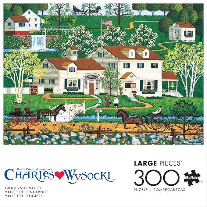 Buffalo Games – Gingernut Valley - Charles Wysocki - 300 Oversized Piece Jigsaw Puzzle  Large, Oversized Shapes - Great for Adults, Seniors, Family, Kids, Easy to Grip