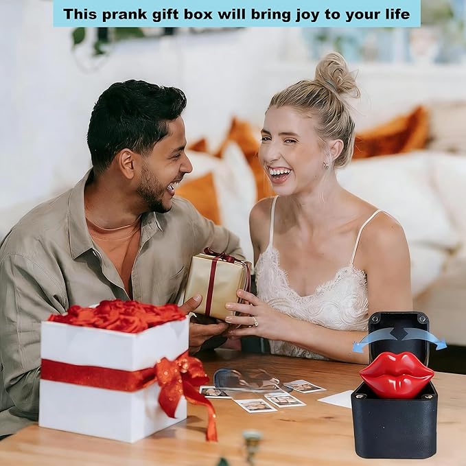 CXY Red Lips in a Box - 3D Printed Funny Prank Gift Box, White Elephant Gifts for Adults, Novelty Lip Gifts for Parties and Office Pranks-A1