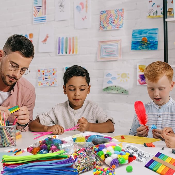 Treasure Cove Arts and Crafts Supplies for Kids Craft Supplies Materials Kit DIY School Craft Kit Toddler Art Set Activity Materials for Preschool Kindergarten Crafting Project Art Activity 1850Pcs