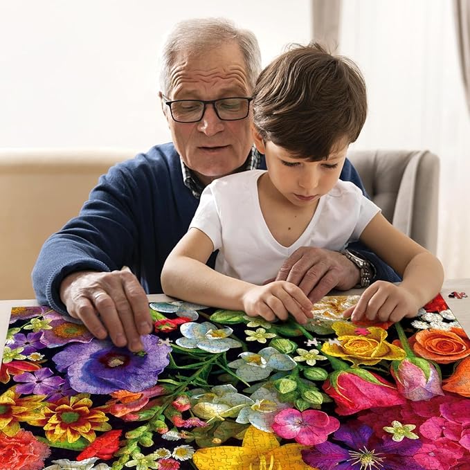 Cluster Flowers Bouquet Puzzle for Adults, Challenging Impossible Difficult Hard Fun 1000 Pieces Jigsaw Puzzles