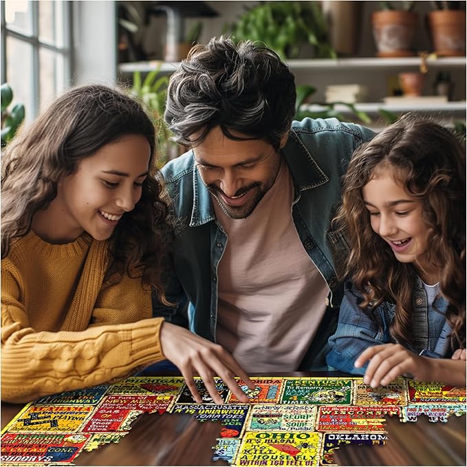 White Mountain 1000 Piece Jigsaw Puzzle Funny Rules Collage Puzzles with Large Pieces Gift for Adults and Family 24"x30" - Crazy State Laws