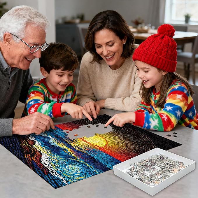 Puzzles for Adults 1000 Pieces with Letters on Back Jigsaw Puzzles Sunset Nature Puzzle Wall Decor Impossible Puzzle Funny Gift for Valentine Friends (27.56x19.7 Inch)