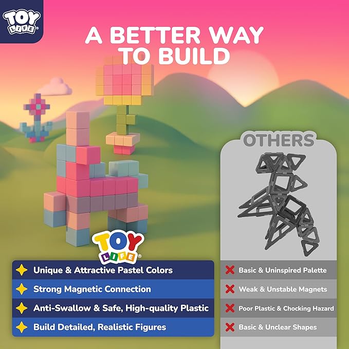 TOY Life 64 Pcs Magnetic Blocks for Kids Ages 3-5, Magnet Building Blocks for Toddlers, Magnetic Blocks for Kids Ages 4-8 Girls & Boys, Educational Learning Building Toys for Age 3 4 5 6 7 8-12