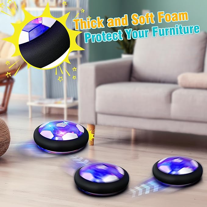 Rechargeable Hover Soccer Ball for Kids - Boy Birthday Gifts Age 6, 7, 8, 9, 10, 11, 12 Year Old, Indoor Light-Up Air Power Floating Soccer Ball Boy Toys for Kids Age 4-6, 6-8, 8-12