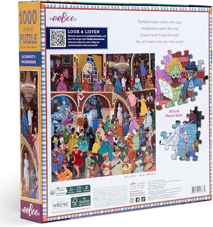 eeBoo 1000 Piece Puzzle - Alchemist's Masquerade Jigsaw Puzzle for Adults, Square 23" x 23" Made with Recycled Board & Vegetable-Based Ink