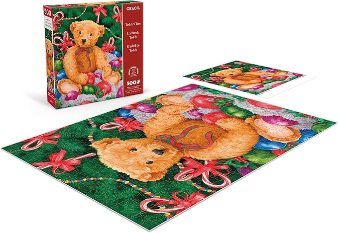 Ceaco – Marilee Carroll Teddy's Tree - 500 Piece Jigsaw Puzzle Colorful Puzzle for Adults – Precision-Cut Pieces, Beautiful Artwork, and Hours of Relaxing Fun