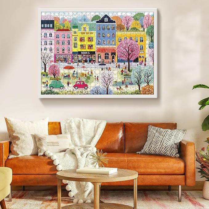 500 Piece Puzzles for Adults, Beautiful Townscape Jigsaw Puzzles, Artwork of A Themed Neighborhood Jigsaw Puzzle, Challenging Puzzles for Friends Family Activity Game Nights Gifts, 20.5×15 in