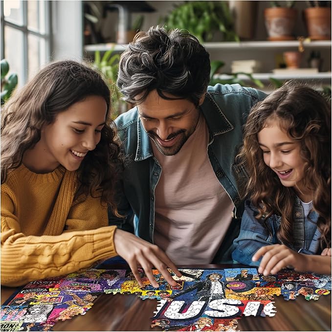 White Mountain 1000 Piece Jigsaw Puzzle Rock Pop Legends Collage Puzzles with Large Pieces for Adults and Family 24"x30" – Music