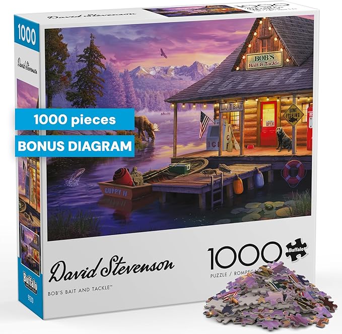 Buffalo Games - David Stevenson - Bob's Bait & Tackle - 1000 Piece Jigsaw Puzzle for Adults Challenging Puzzle Perfect for Game Nights - Finished Puzzle Size is 26.75 x 19.75