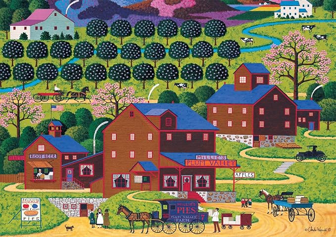 Buffalo Games – Plum Valley - Charles Wysocki - 300 Oversized Piece Jigsaw Puzzle  Larger Shapes - Great for Adults, Seniors, Family, Kids, Easy to Grip