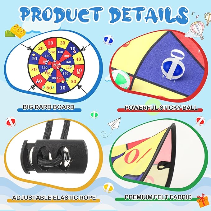 29" Trampoline Dart Board Game Accessories, Trampoline Toss Game Dartboard with 20 Sticky Balls, Indoor & Outdoor, Sport Fun Party Play Toys for Birthday Gifts