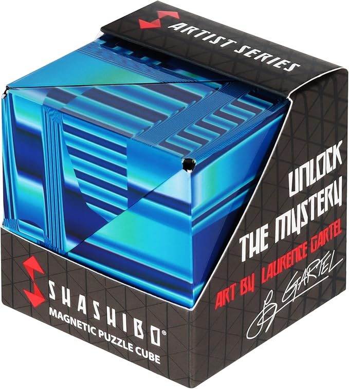Shashibo Shape Shifting Box - STEM Fidget Toy with Ultra Strong Magnets - Sensory Puzzle Cube Transforms Into 100+ Shapes, Easter Basket Stuffers Gift for Kids, Teens, and Adults (Blue Crystal)