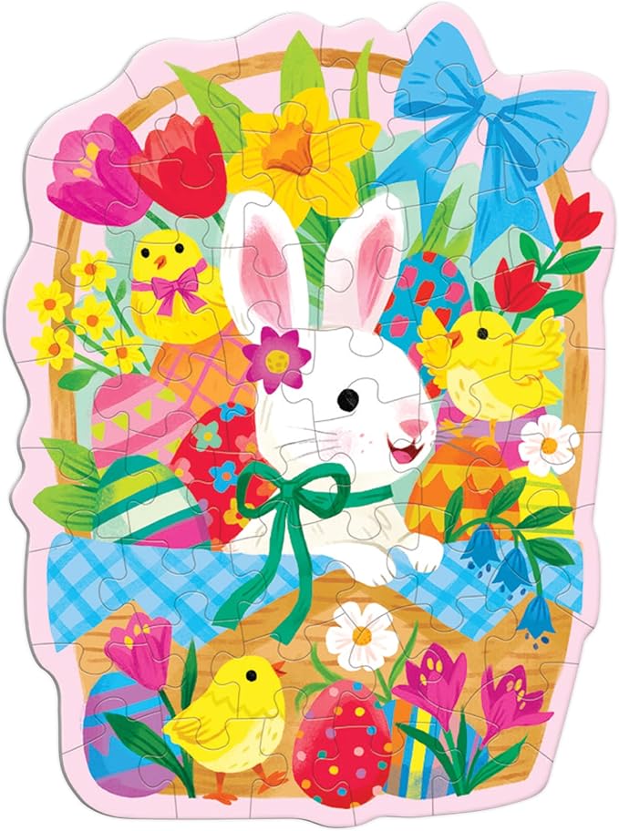 Mudpuppy Bunny Basket – 48 Piece Mini Puzzle with Colorful and Fun Illustrations of A Cute Bunny in A Basket
