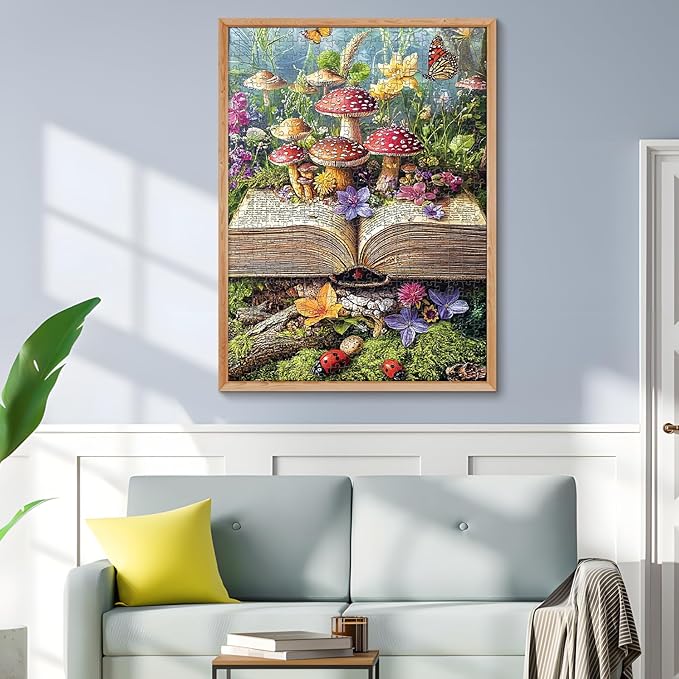 500 Piece Jigsaw Puzzles for Adults, Colorful Fantasy Mushroom Book Puzzles, Fun and Challenging Puzzle for Family Time, Relaxing Gift for Adults, Seniors, 20.5 x 15 in