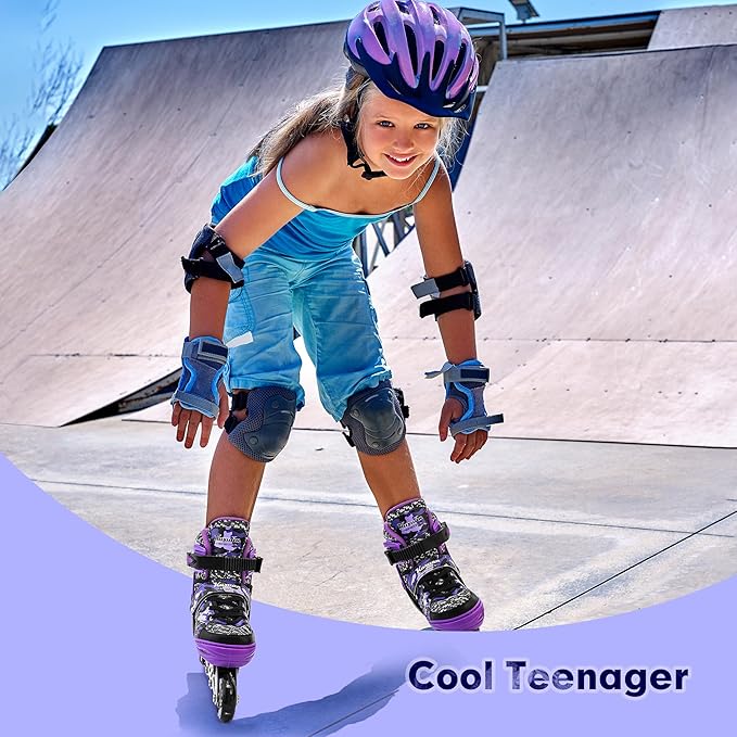Kuxuan Boys Adjustable Inline Skates with Light up Wheels, Fun Illuminating Skates for Kids Girls Youth