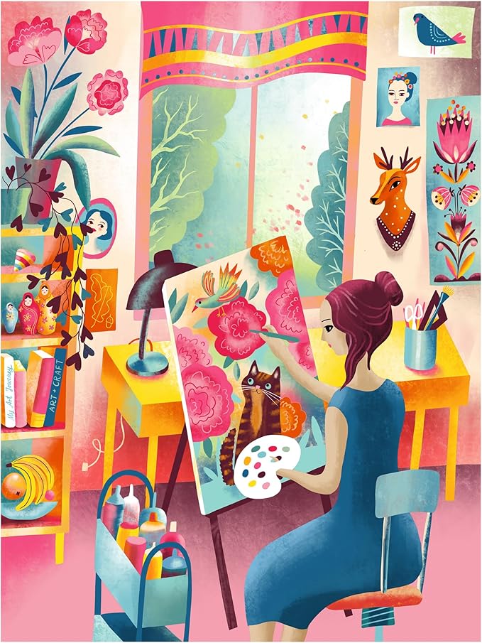 RoseArt - Vertical Visions - Art Studio - 500 Piece Jigsaw Puzzle - Vibrant Artist Studio Puzzle for Adults