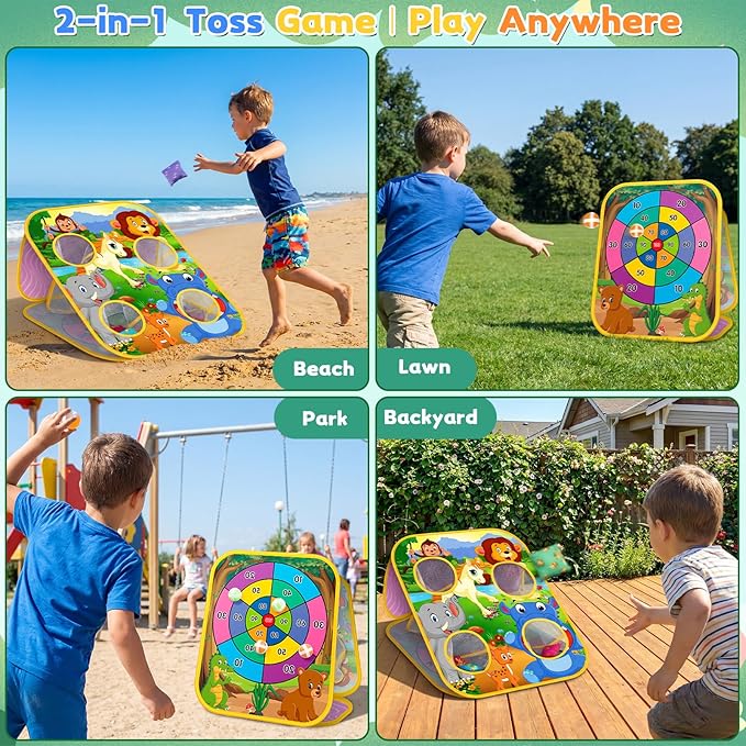 Bean Bag Toss Game for Kids - Cornhole Board Outdoor Toys for Toddlers -Party Activities Carnival Outside Yard Backyard Beach Lawn Games Toy for Kid Boys Girls Age 3 4 5 6 7 8 Year Old Birthday Gifts
