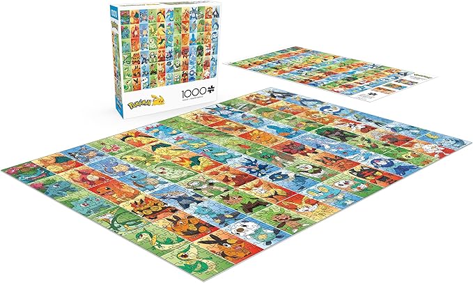 Buffalo Games - Pokémon - First Partners Squares - 1000 Piece Jigsaw Puzzle for Adults Challenging Puzzle Perfect for Game Nights - Finished Puzzle Size is 26.75 x 19.75