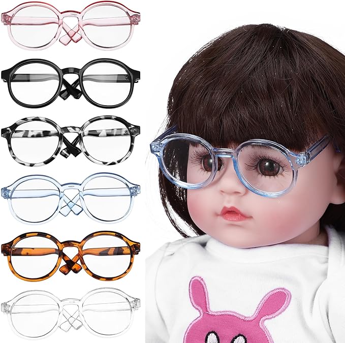 SEWACC 6pcs Mini Doll Glasses, Multi-Color Plastic Doll Dress up Eyeglasses, Toy Costume Stuff Accessories for Figures Dollhouse and Photography Props