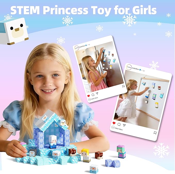 GobiDex Magnetic Blocks Magnet Building Toys, Princess Castle Toys for Girls, STEM Creative Sensory Birthday Gift for Kids Age 3+ Years Old