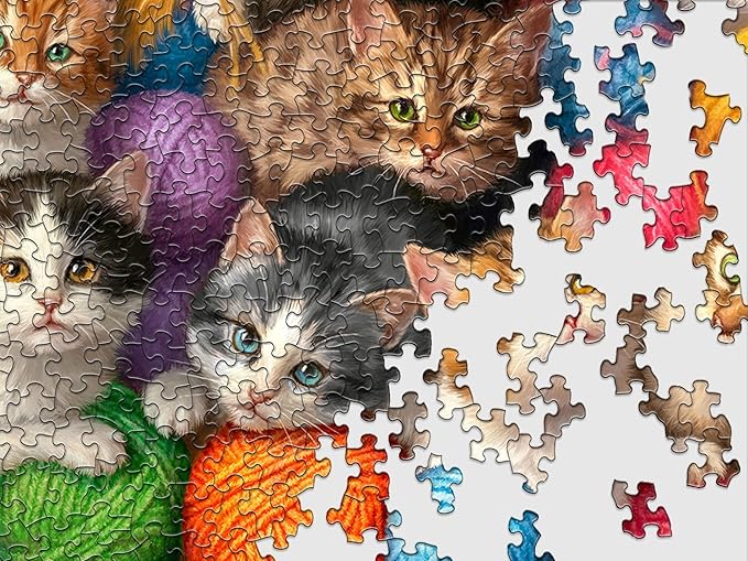 Springbok Kittens Galore 1000 Piece Jigsaw Puzzle for Adults - Cats and Yarn - Unique Cut Pieces - Made in USA