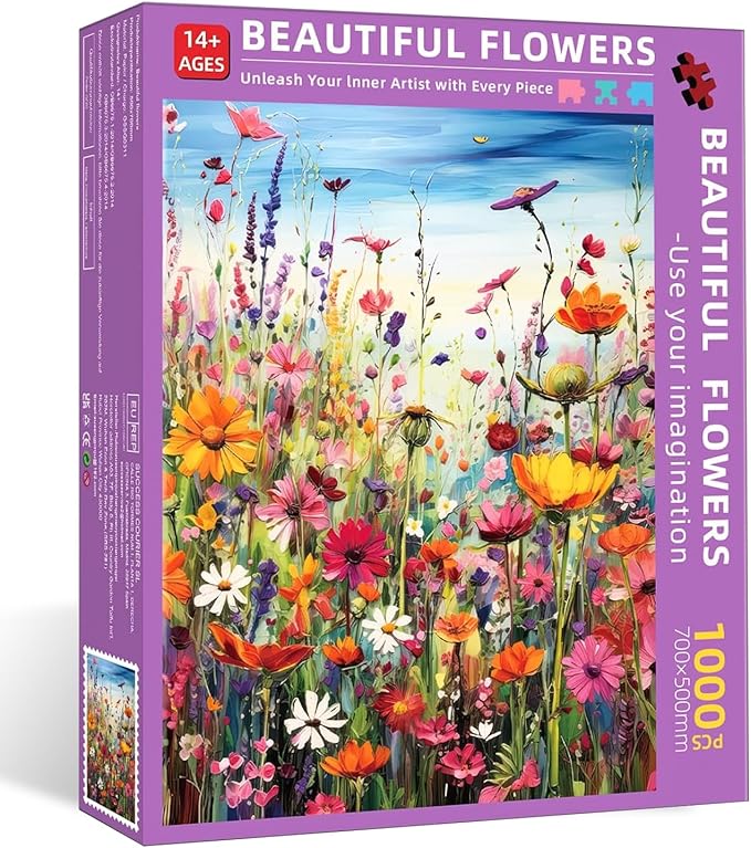 Puzzles for Adults 1000 Pieces, Flowers 1000 Piece Puzzle for Adults, Jigsaw Puzzles 1000 Pieces with Letters On Back Hard Impossible Difficult Challenging Family Puzzle (27.5"X19.6")